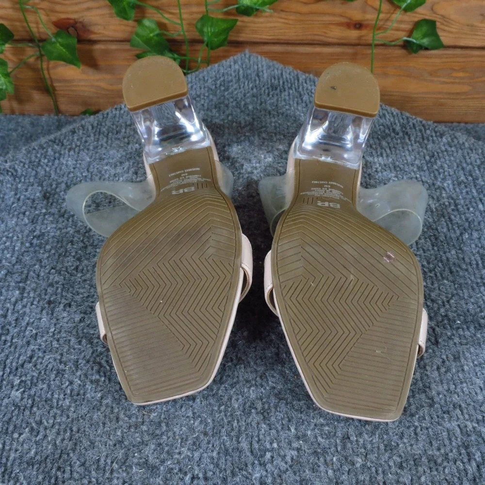 BP Naomi Women Slide Sandal 6M Wedding Special Occasion Nude Pink Clear PVC